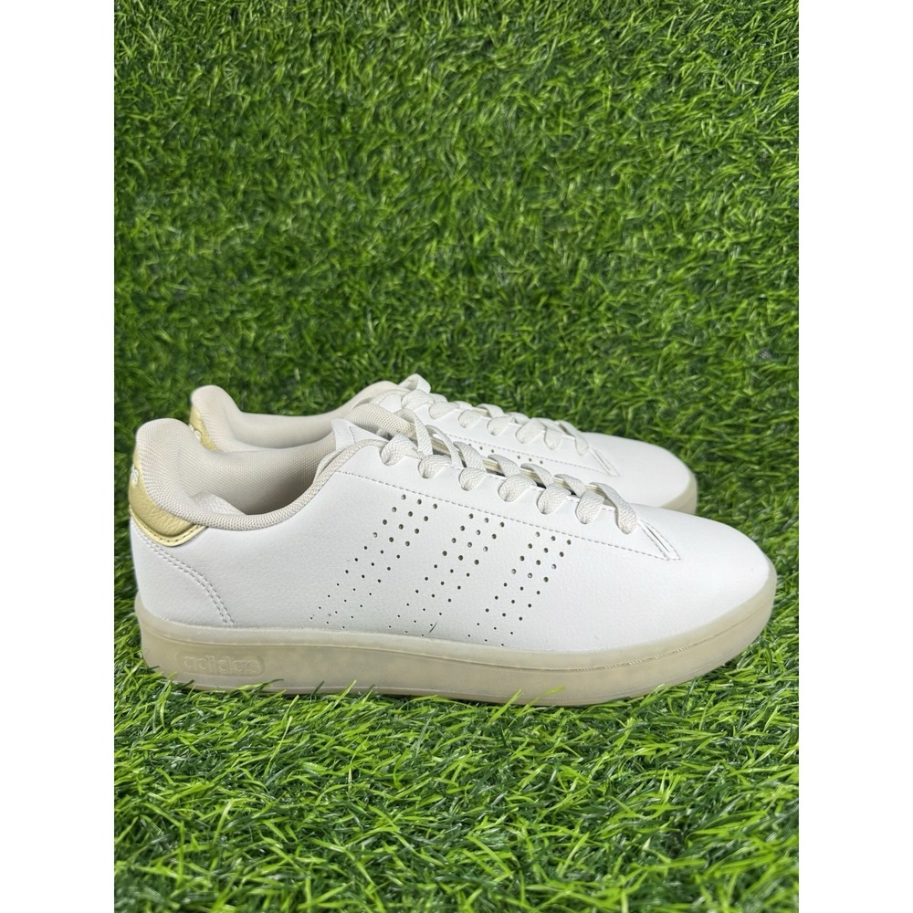 adidas Advantage Women’s Shoes White Gold Sneakers IH3451 Size 8.5